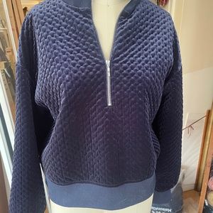 Half zip velvet cropped pullover